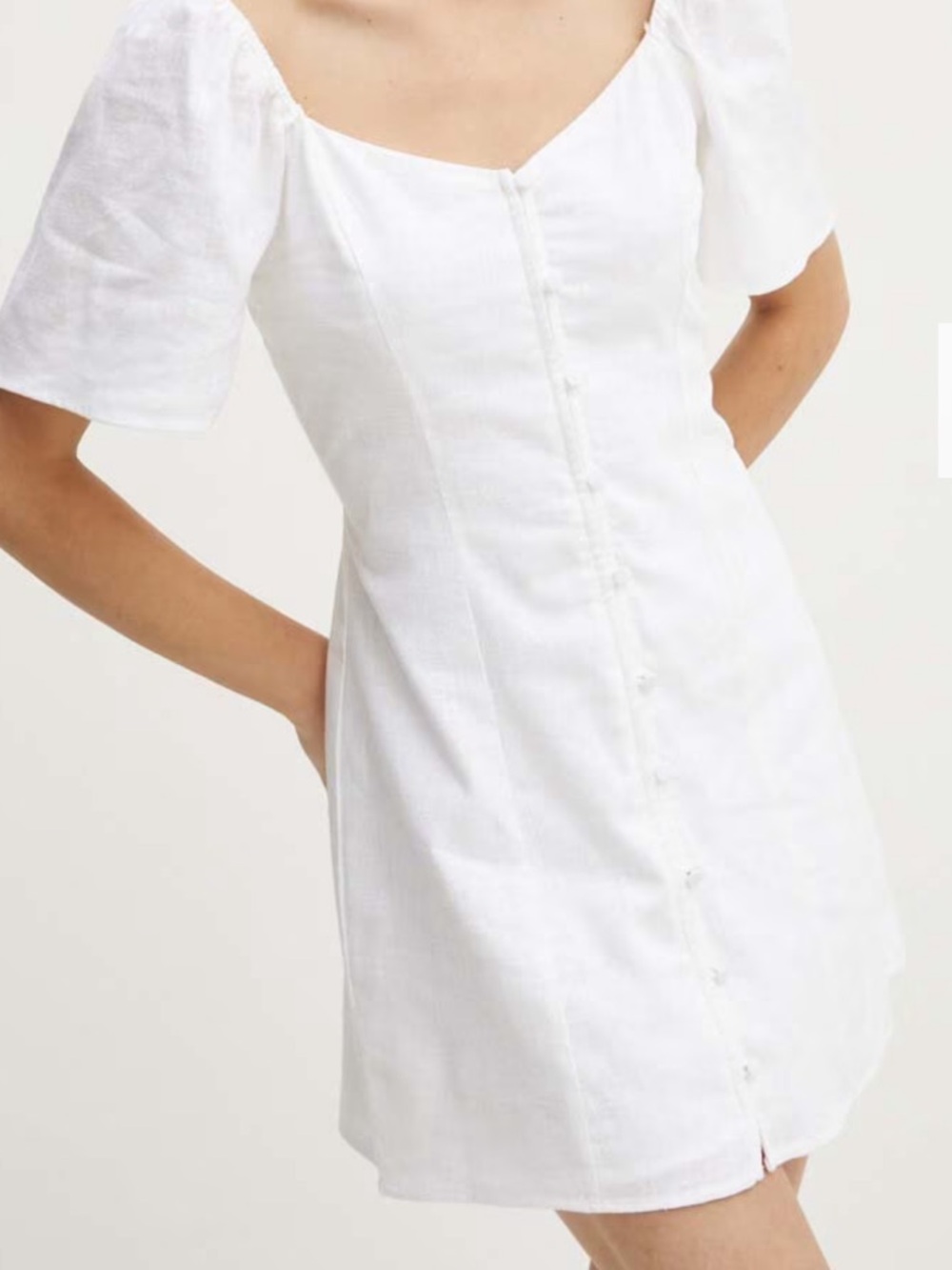 Abercrombie & Fitch Cream Button-Front Tank Dress